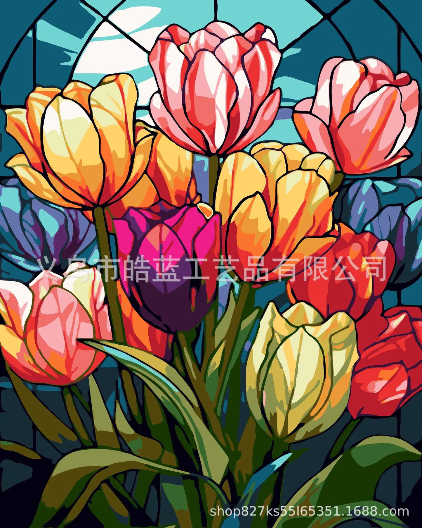 DIY Colorful Glass Digital Oil Painting Wall Art