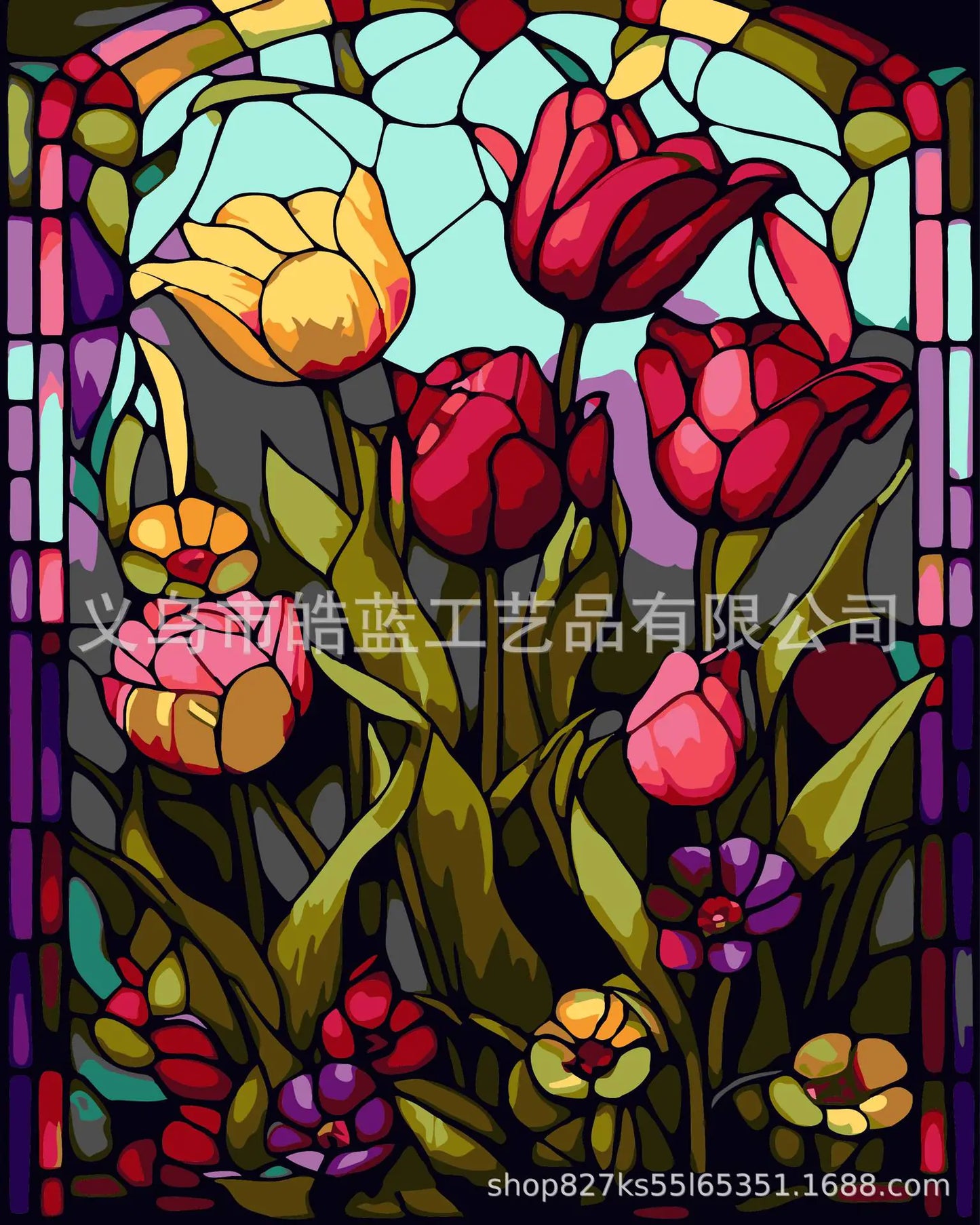 DIY Colorful Glass Digital Oil Painting Wall Art