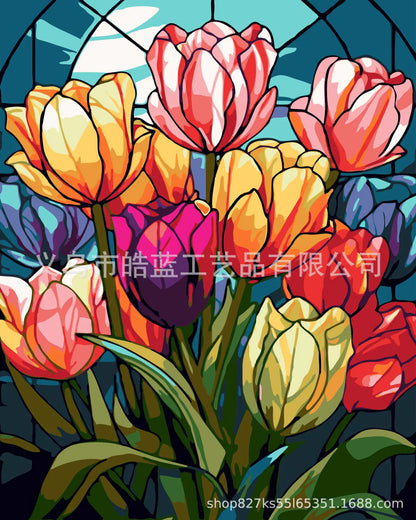 DIY Colorful Glass Digital Oil Painting Wall Art
