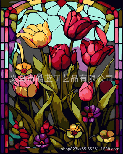 DIY Colorful Glass Digital Oil Painting Wall Art